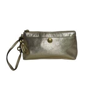 Coach gold metallic pochette wallet
